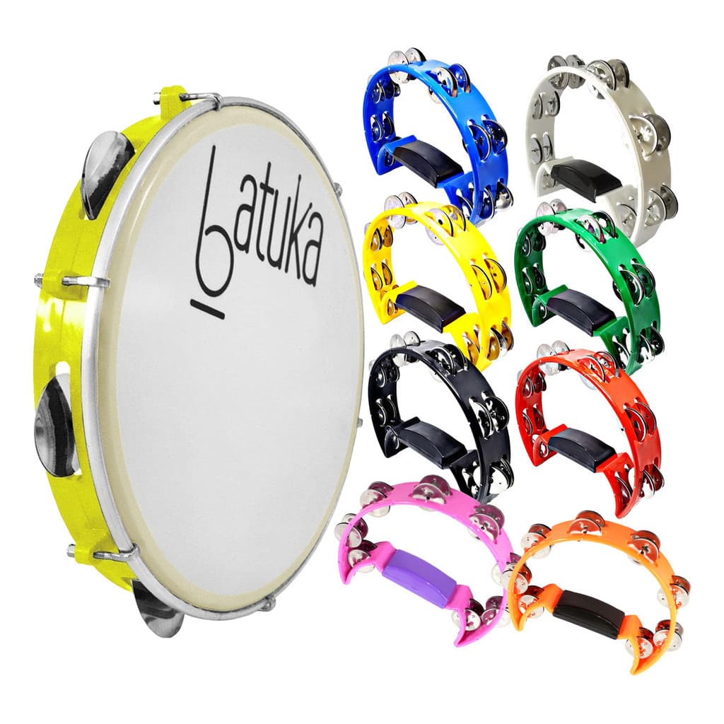 Kit Pandeiro Luen Batuka 10'' Cores + 1 Meia Lua Sortido