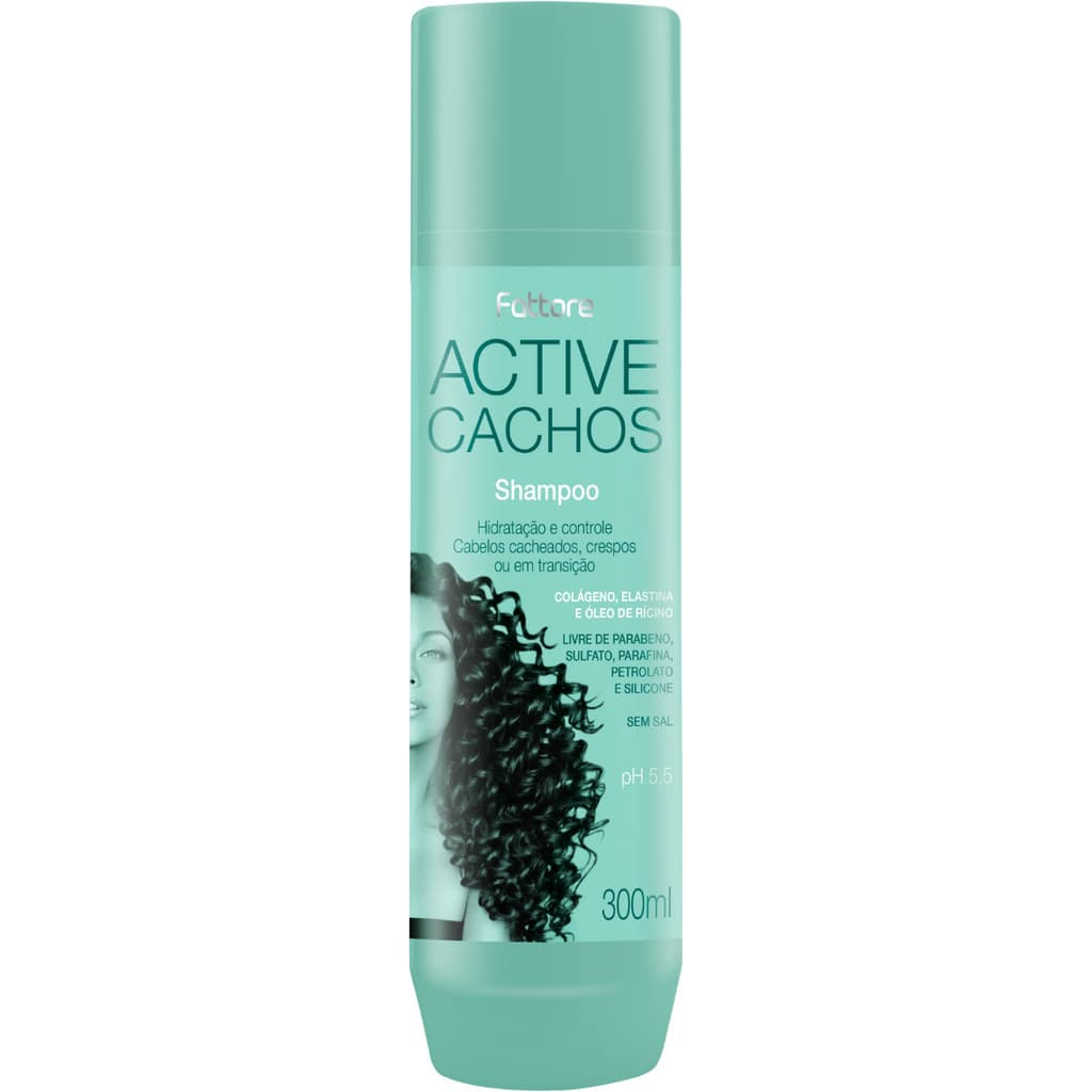 Shampoo Fattore Active Cachos 300ml Hidratação e Controle