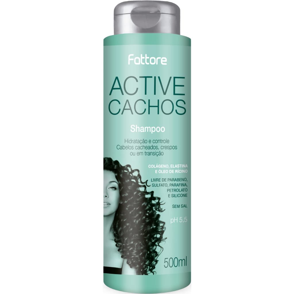 Shampoo Fattore Active Cachos 500ml Hidratação e Controle