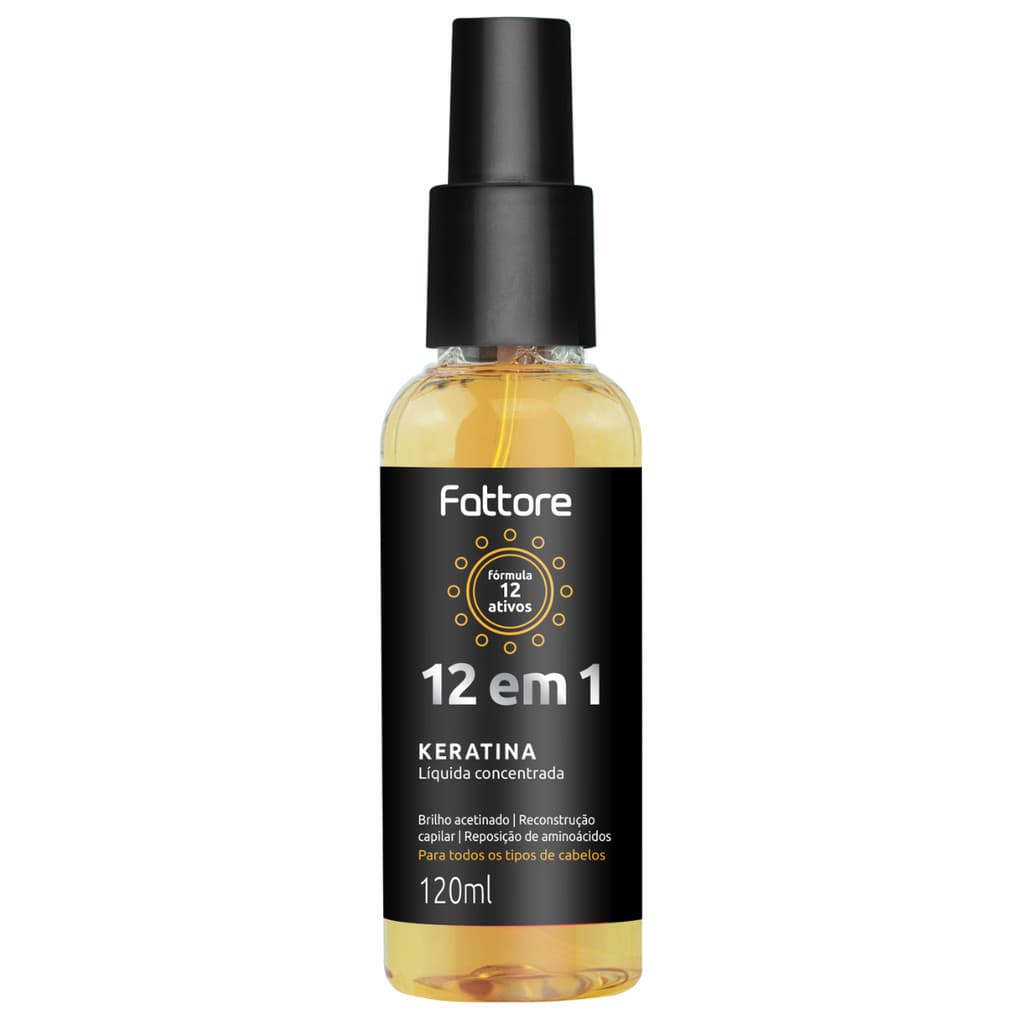 Queratina Líquida Fattore Fórmula 12 em 1 120ml Passo 1 Reconstrutor Para Cabelos desvitalizados