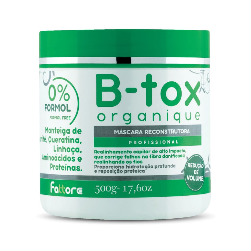 Máscara Reconstrutora Fattore B-tox Orgânico 500g Profissional Alto Impacto