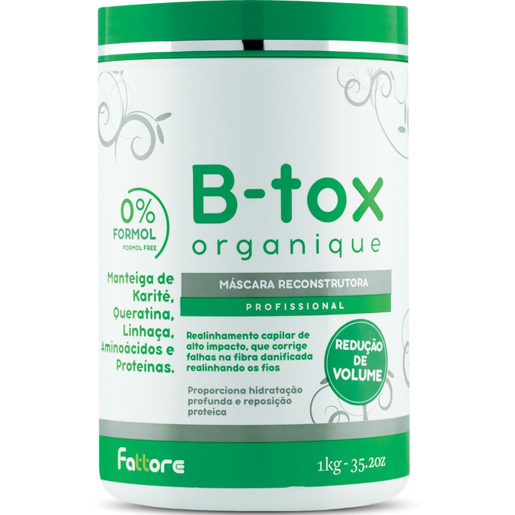 Máscara Reconstrutora Fattore B-tox Orgânico 1000g Profissional Alto Impacto