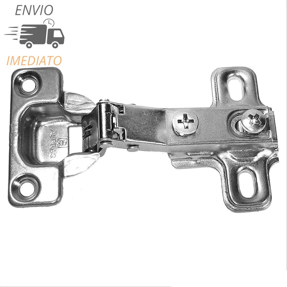 Dobradiça de Pressão Curva 26 mm Jomarca em Aço Para Porta de Armário de Cozinha Roupeiro Modulado