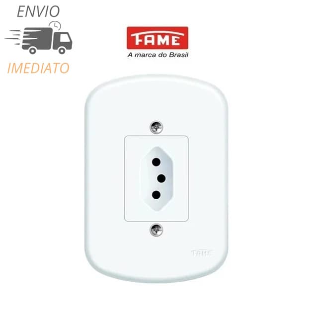 Tomada Simples 2P+T 10A e 20A 4x2 Com Espelho Branco Fame