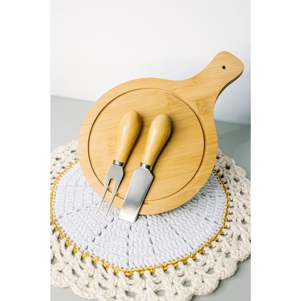 Tábua de Frios para Queijos e Petiscos com Garfo e Faca – Petisqueira Bambu Elegante para Servir e Presentear