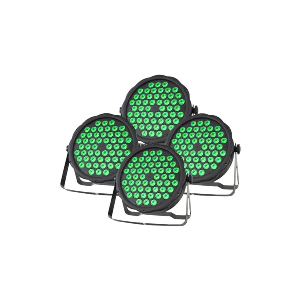 4 Canhao Refletor Led Par 64 Rgb 54 Leds 3w Dmx Dj Triled