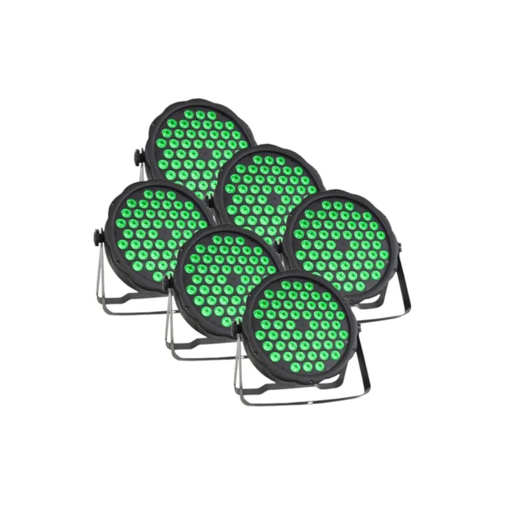 6 Canhao Refletor Led Par 64 Rgb 54 Leds 3w Dmx Dj Triled