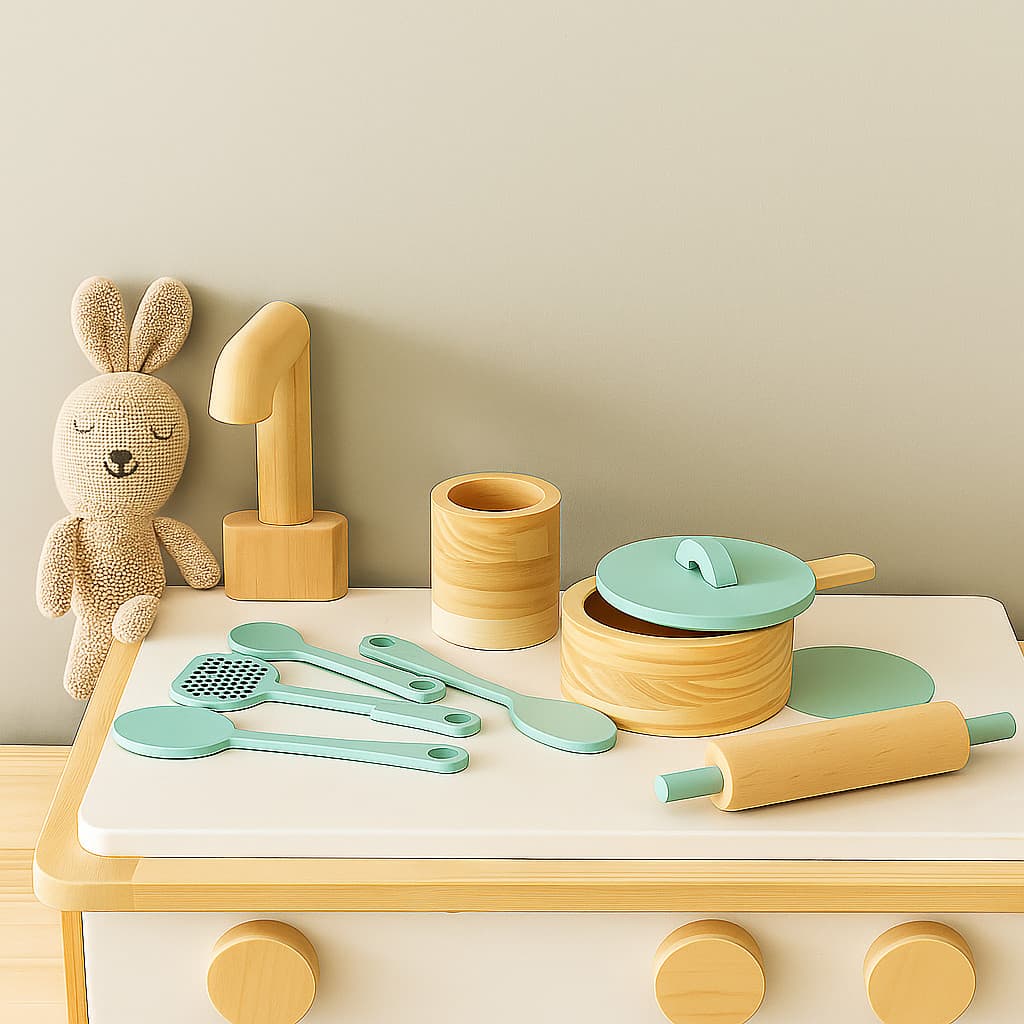 Panelas Para Mini Cozinha Brinquedo Casinha De Madeira Kit Com 7 Peças