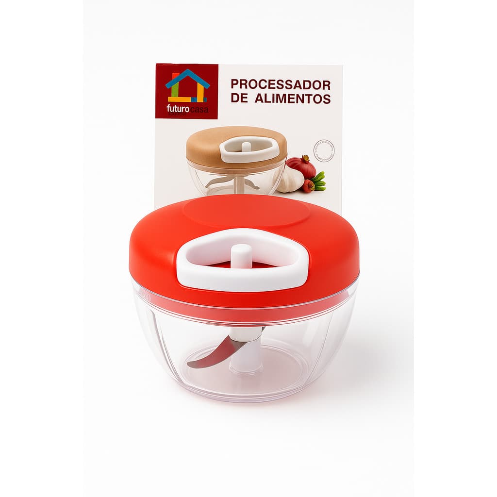 Mini Processador Triturador Manual 3 Lâminas 400ml Multiuso Alho Legumes Cozinha Fácil Limpeza