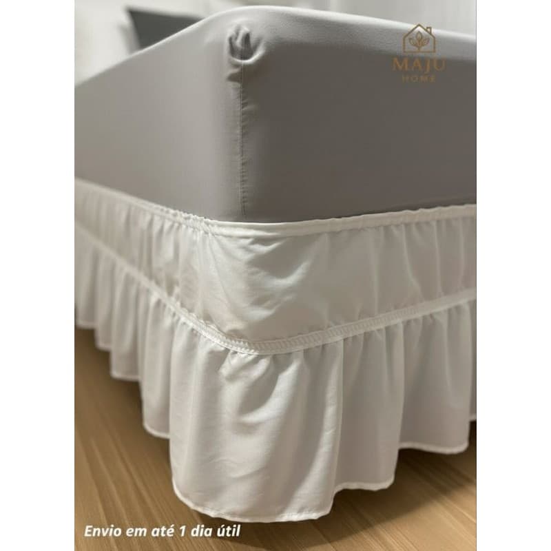 Saia Box Cama Box Normal e Conjugada | 2 Elásticos | Microfibra 170 Fios 100% Poliéster | Saia para Cama Box
