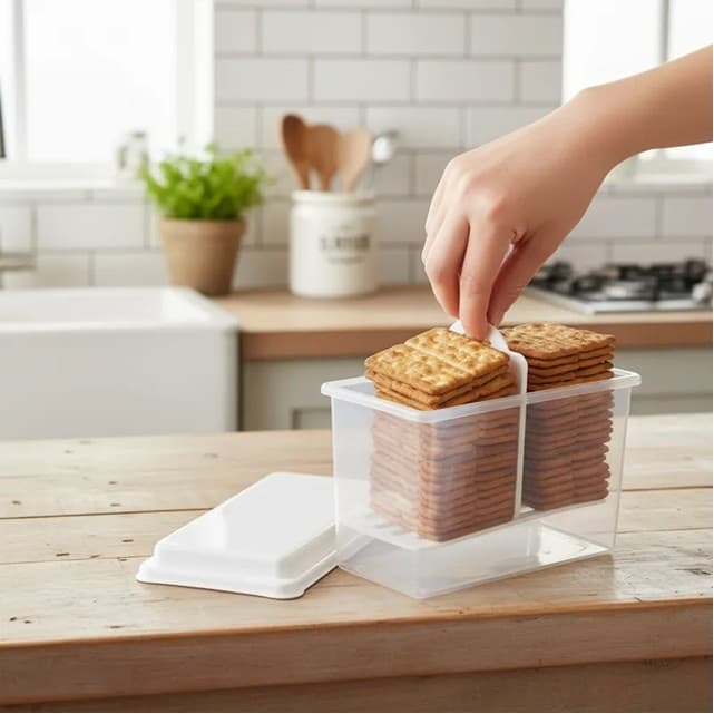 Porta Biscoito Bolacha Torrada Branco com Puxador