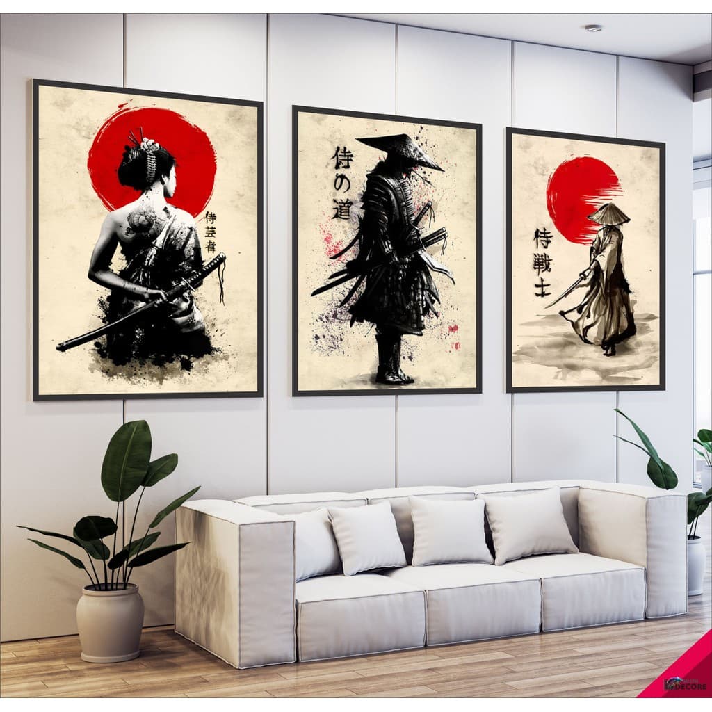 quadro decorativo japonês samurai decoração para sala de estar quarto hall