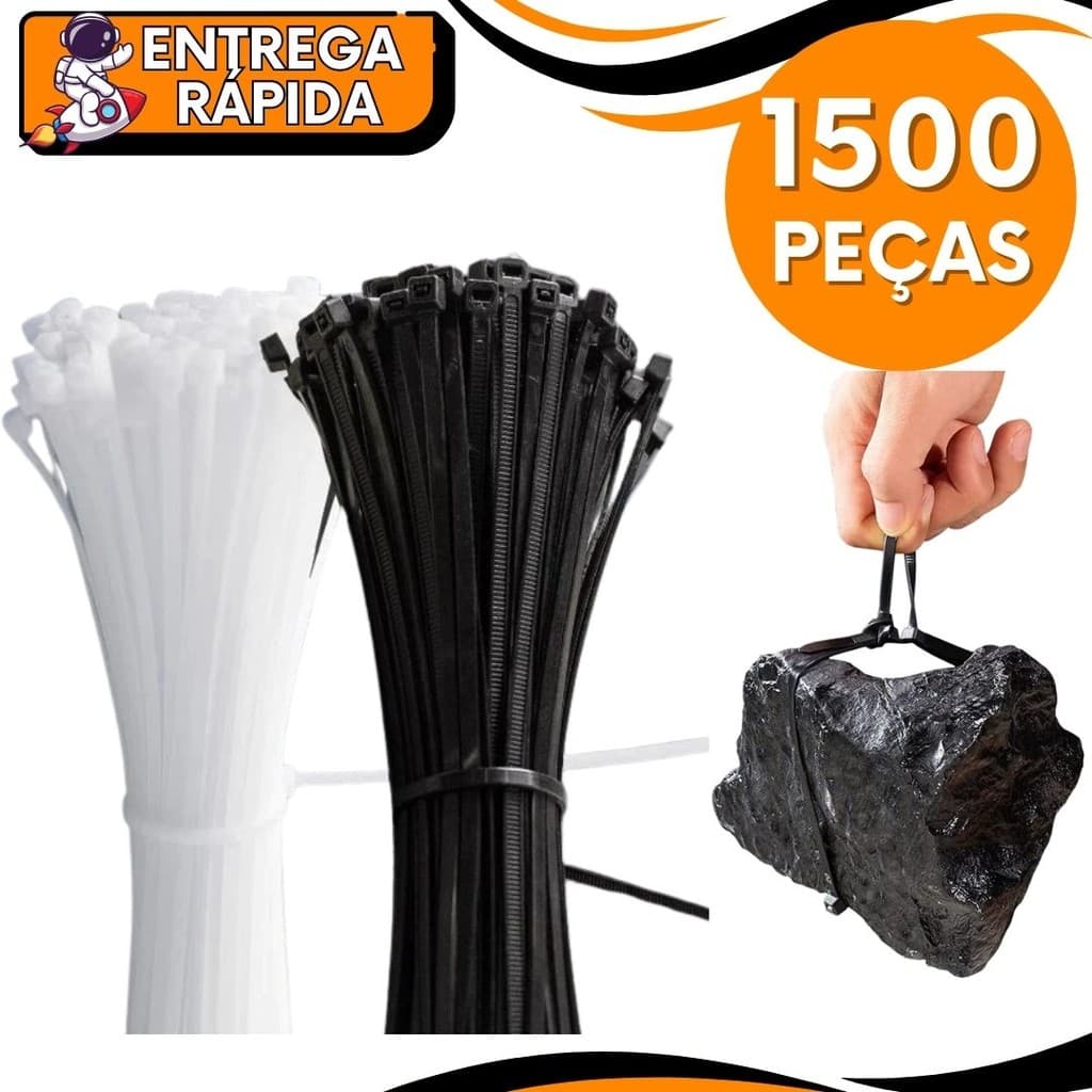 KIT 1500 Abraçadeira Nylon Enforca Gato 3,0x15cm, 3,6x15cm, Braçadeira Cinta Plástica Organizador Prendedor