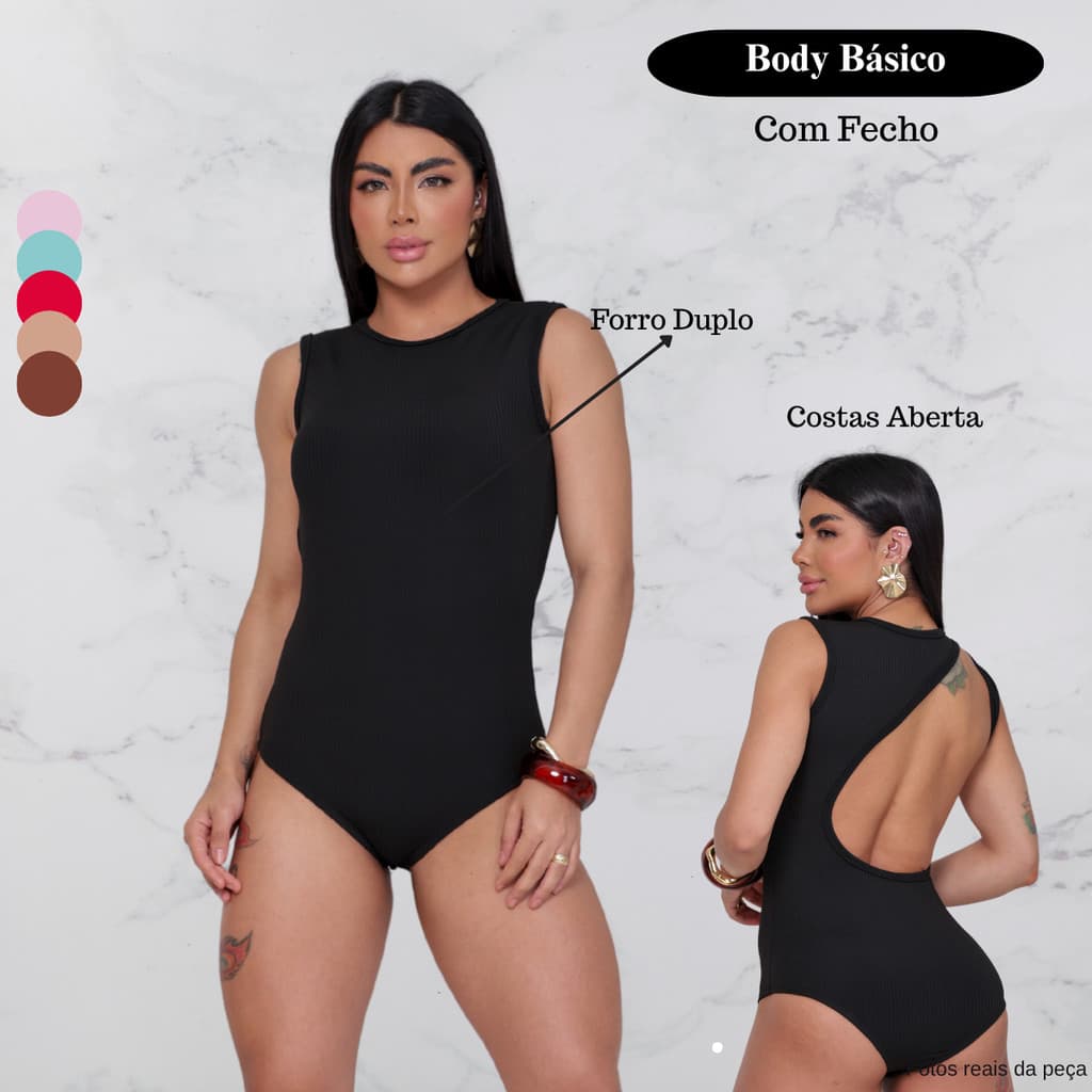 Body Feminino Canelado Elegante Costas Vazadas Tedência Primavera Verão 2025