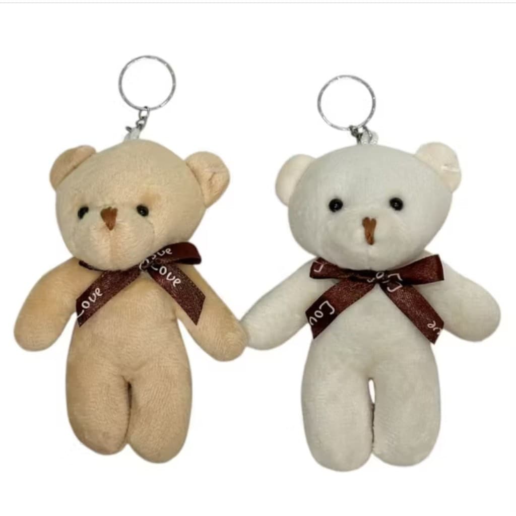 Kit 12 Mini Urso Pelucia Chaveiro Com Laço Love Cesta Fofo Lembrancinha Namorados - 12cm