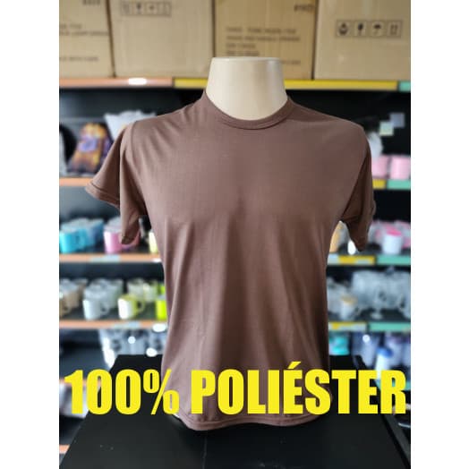 Camisa Marrom Malha 100% Poliéster para Sublimação Adulto e Infantil LISA SEM ESTAMPA
