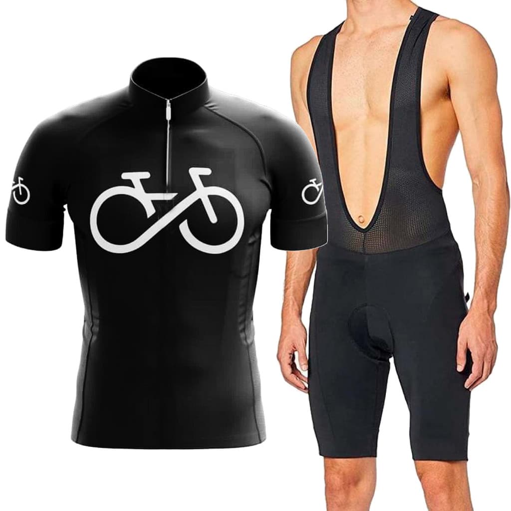 Kit Camisa Bretelle Forro Gel Esporte Ciclismo Confort Bike Forever Preta