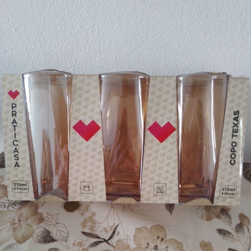 CONJUNTO DE COPOS MODELO TEXAS ÂMBAR - 3 PEÇAS / 315 ML