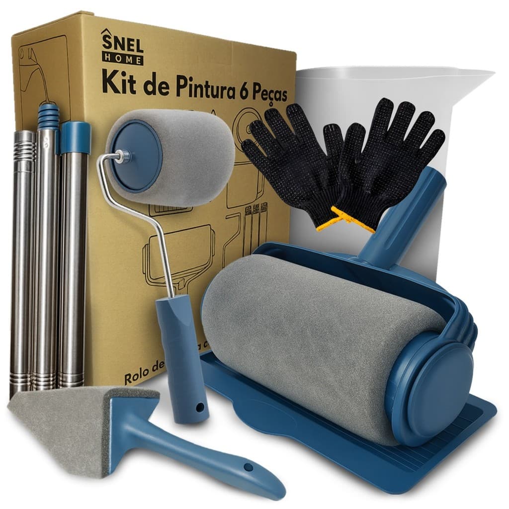 kit rolo de pintura com reservatório e 9 peças pintura parede reforma e construção Completo