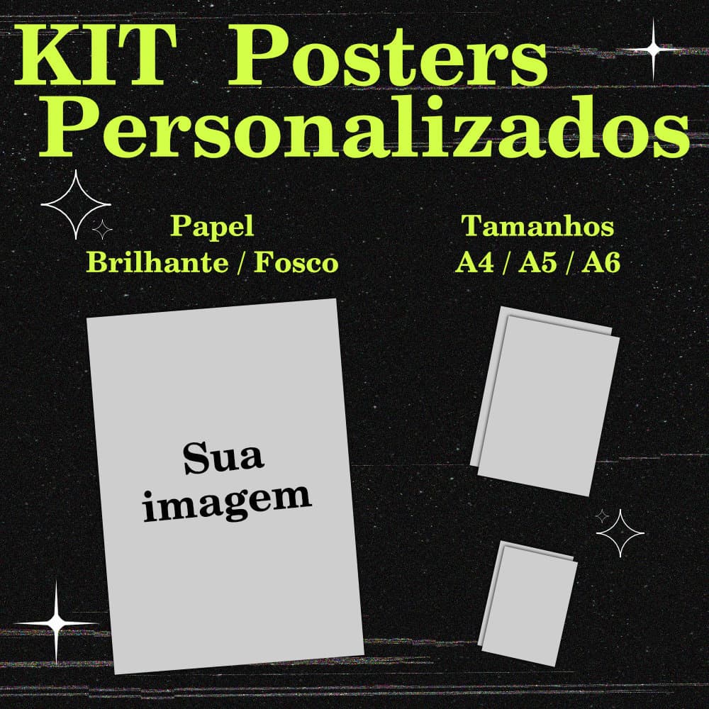 Kit - Posters personalizados (sua imagem) /Tamanhos - A4, A5, A6 / Papel adesivado brilhante, ou fosco