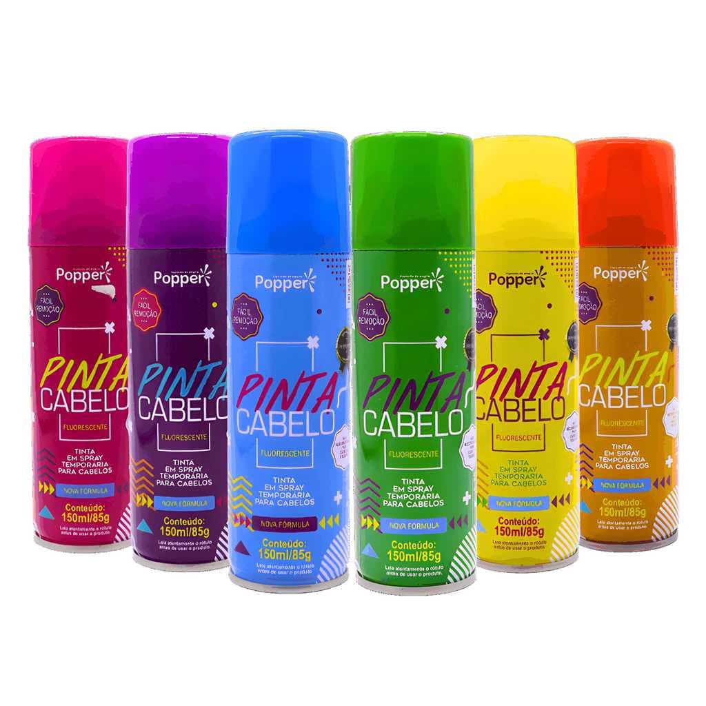 Popper Tinta Pinta Cabelo Temporária Colorida Lavável Ideal para Festa e Carnaval