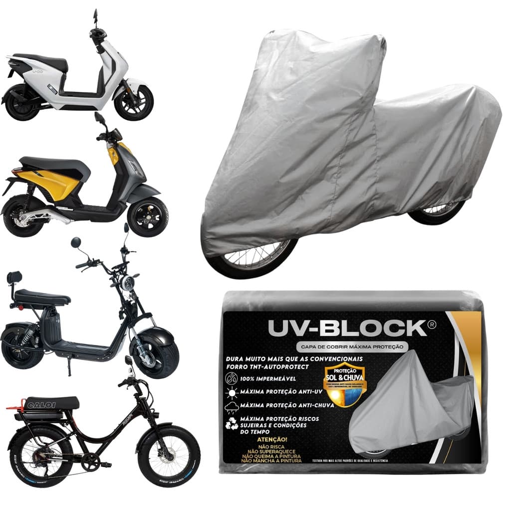 Capa Cobrir Moto Motocicleta Scooter Bike Bicicleta Elétrica Mobilete Lona Prateada