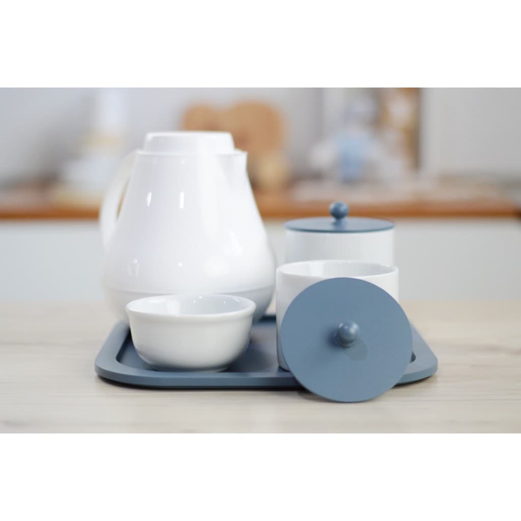 Kit Higiene Bebê Maternidade Moderno Azul Royal Quarto Meninos K195 Potes Em Porcelana Algodão Cotonete