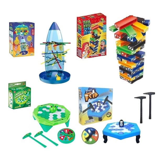 Kit  4 Jogos Educativos Interativos(Tira Vareta + Quebra Gelo +Mini Jogo Sapinho+ Tombou Perdeu)