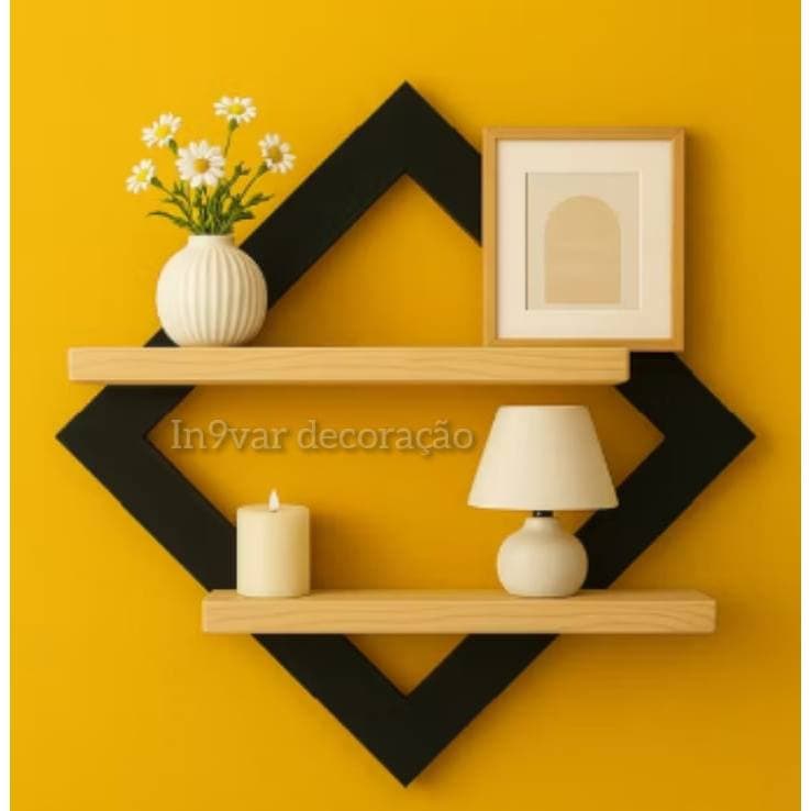 Prateleira Nicho Decorativo quadro em Madeira – Prateleira Versátil para Vasos e Decoração 31x31