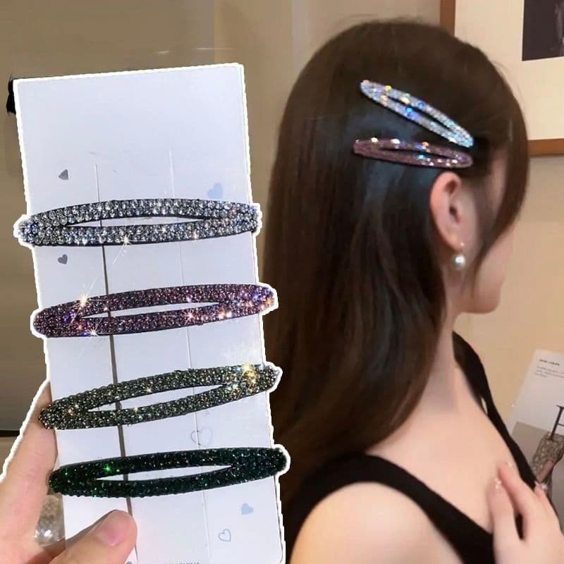 Kit Presilhas de Cabelo Luxo com Strass e Brilho - Kit com 4 Peças Moda Blogueira Tic Tac