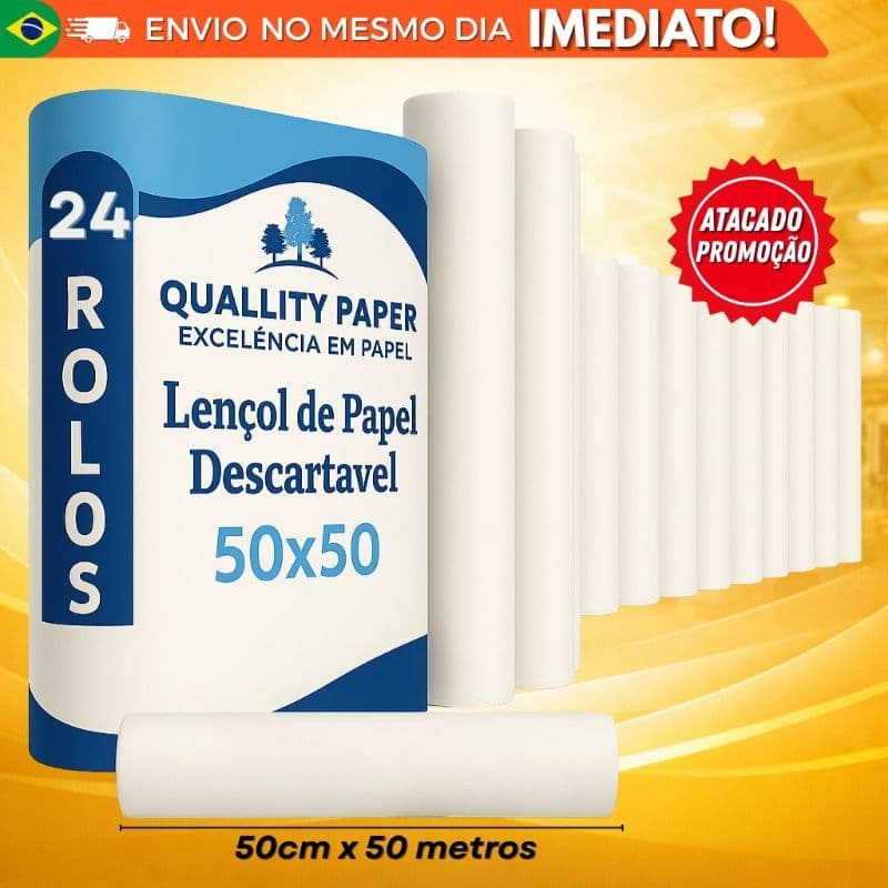 ✅ Lençol Descartável Branco 50x50cm Hospital Clínica Estética Tatuagem 24 rolos26