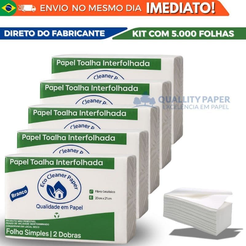 Papel Toalha Interfolhado Branco 5.000 Folhas 20x21cm Direto do Fabricante Envio Imediato21