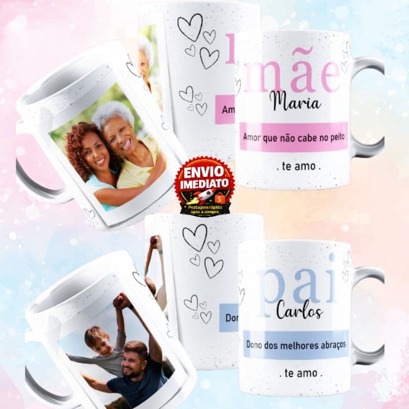Caneca Personalizada com Foto e Nome da Família Presente Criativo e Exclusivo Mãe Pai Irmã Irmão