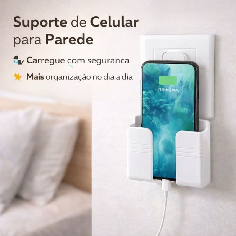 Suporte Parede Multiuso Celular Controle Remoto Porta Objetos Organizador Quarto Casa Escritório