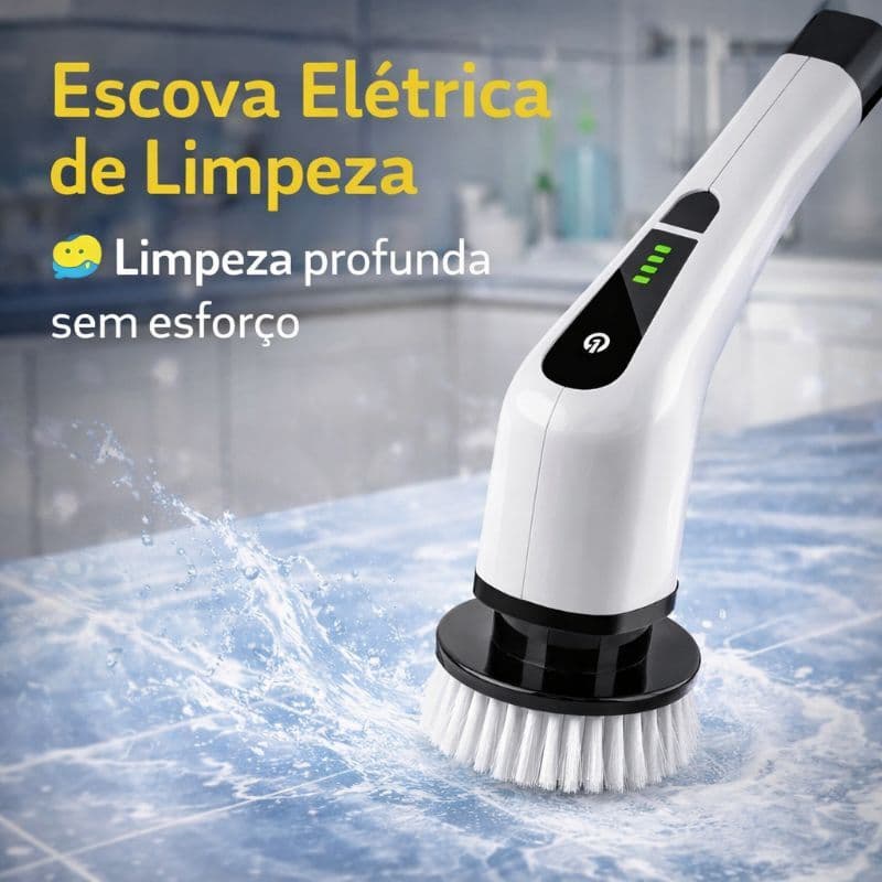 Escova Limpeza Elétrica Multiuso 9 em 1 Luxo Recarregável USB Cozinha Banheiro Piso Vidros Azulejo