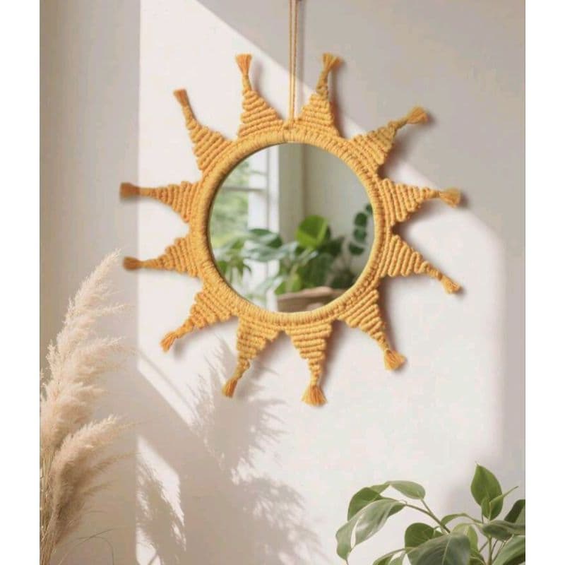 espelho em macrame, espelho sol