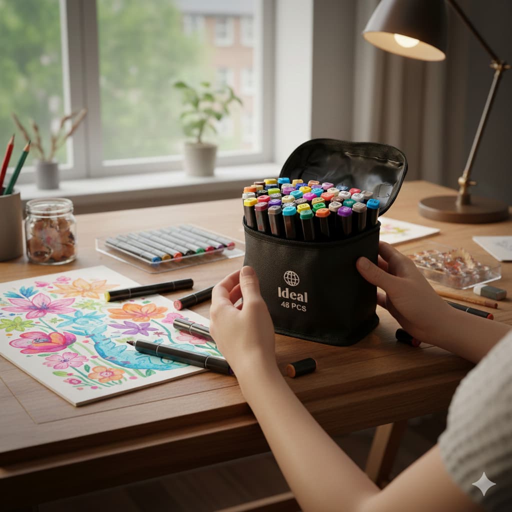 Estojo com 48 Canetas de Colorir Hidrográficas canetas para pintar desenhos