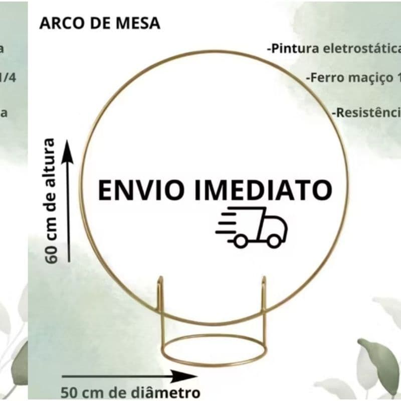 Kit 3 Mini Arco de Mesa Redondo Aço 60x50 de Alta Resistência Para decorações em festas