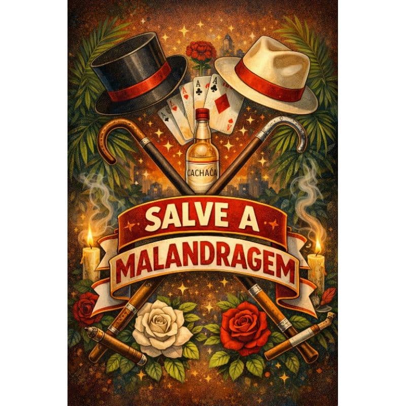 Quadro Decorativo Salva a Malandragem Linha de Zé Pilintra e Maria Navalha