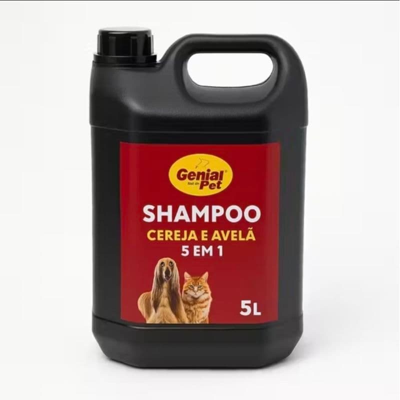 Shampoo 5 em 1 Cereja e Avelã Todas as Pelagens para Cachorro e Gato 5 Litros - Banho e Tosa