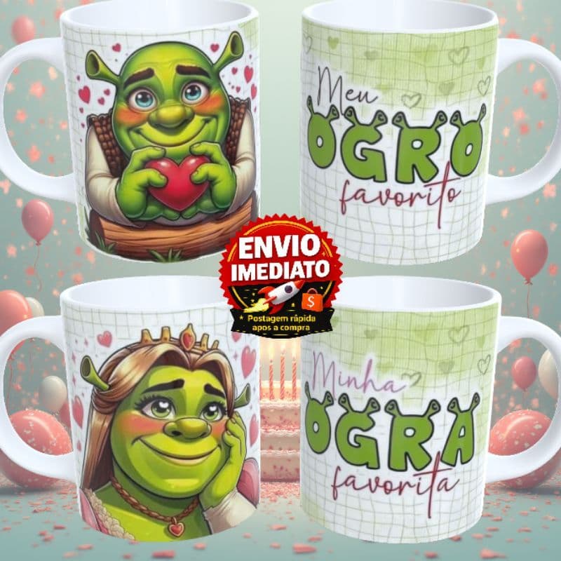 Caneca Personalizada Casal Shrek e Fiona