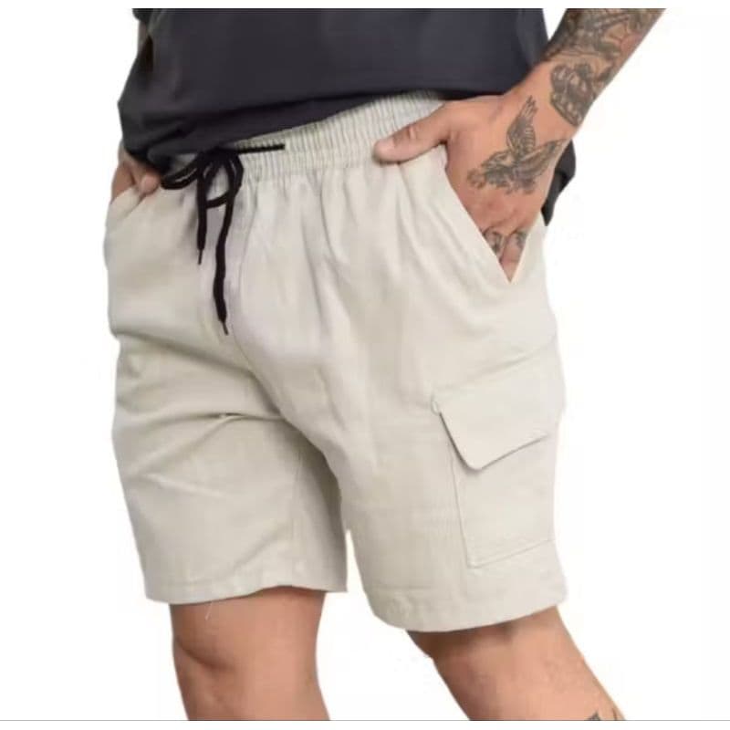 Bermuda Shorts Cargo Masculino Mauricinho Acima do Joelho Premium Bolso Lateral