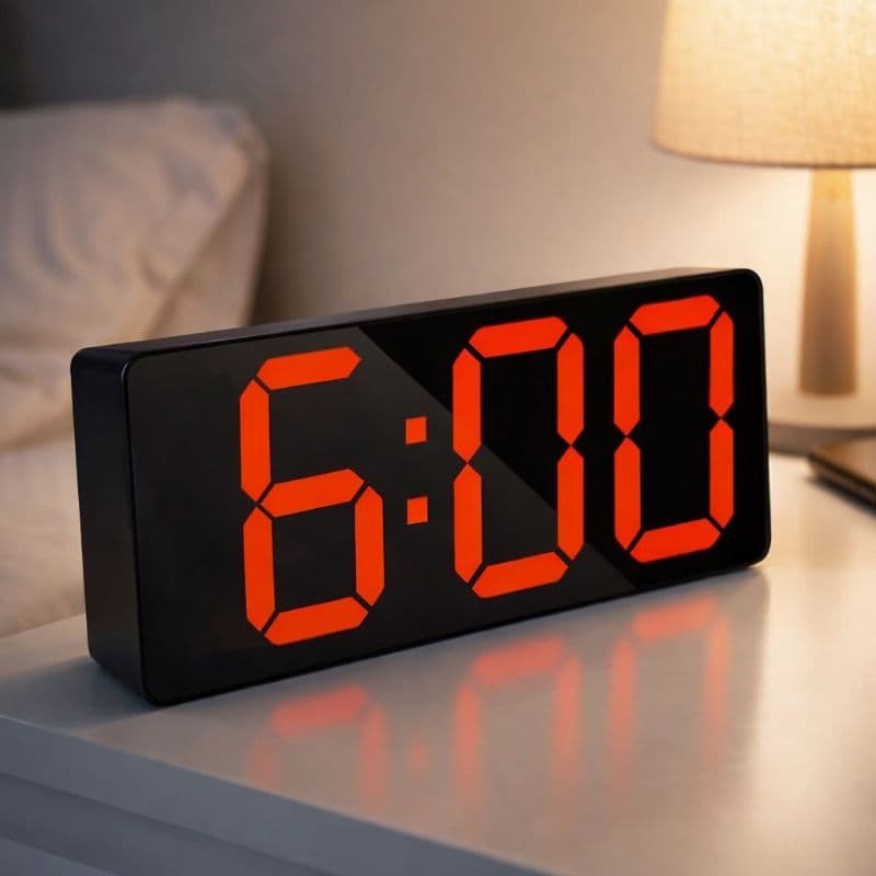 Relógio Digital com LED  para Mesa Despertador Alarme Temperatura E Demais Funções Vemelho  soneca