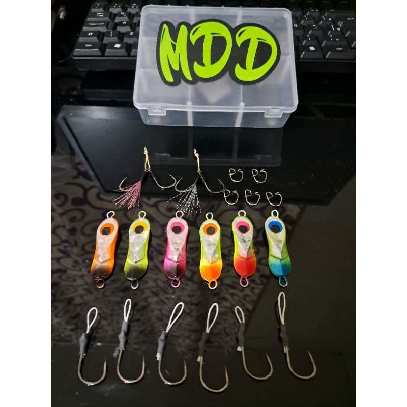 kit iscas artificiais de pesca biruta (MDD). jumping jig  ,slow ,speed ,micro jig , kit pesca iniciante (MDD)