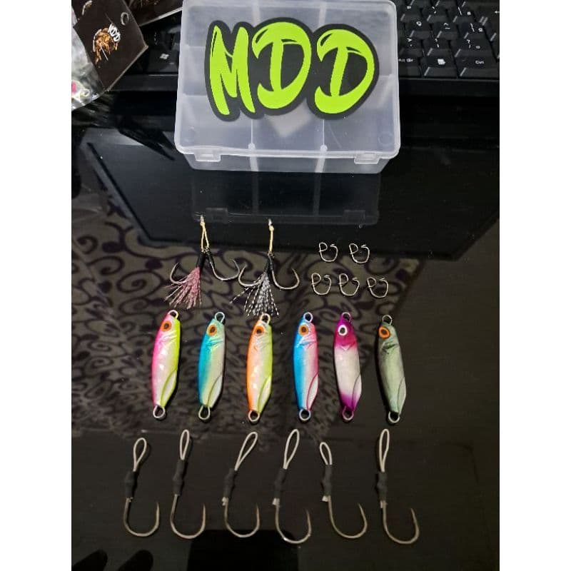 kit iscas artificiais de pesca (XERELETE 14,18g) (MDD). jumping jig  ,slow ,speed ,micro jig , kit pesca iniciante (MDD)