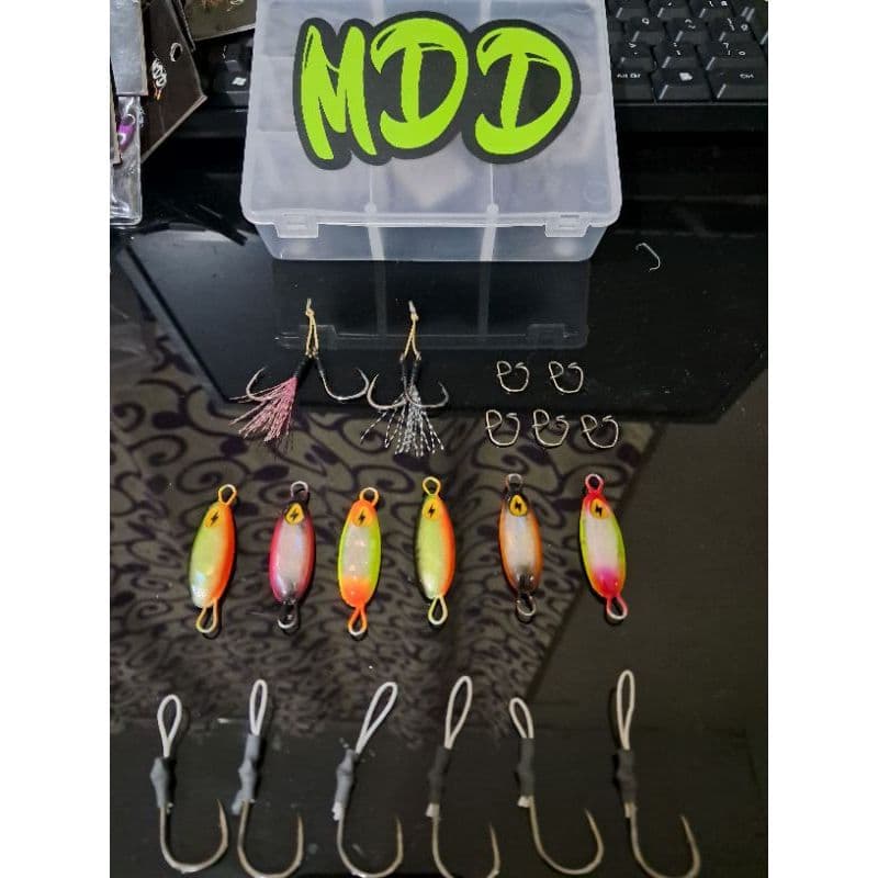 kit iscas artificiais de pesca besouro 12 g  (MDD). jumping jig  ,slow ,speed ,micro jig , kit pesca iniciante (MDD)