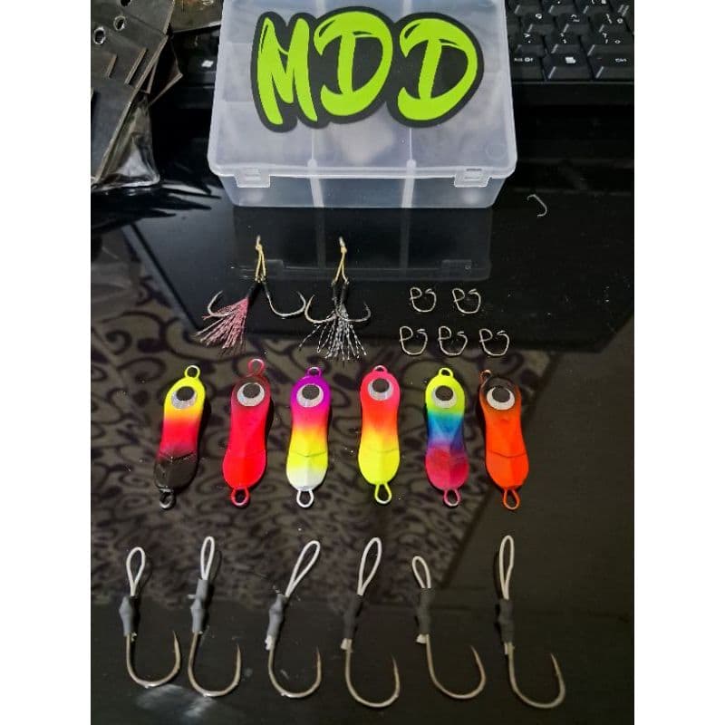 kit iscas artificiais de pesca  BIRUTA (MDD). jumping jig  ,slow ,speed ,micro jig , kit pesca iniciante (MDD)