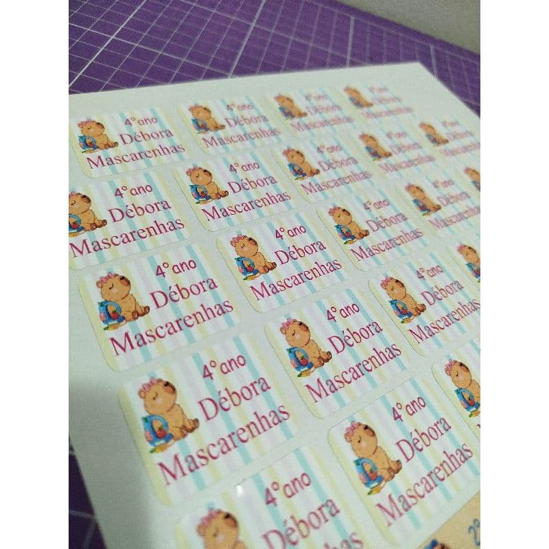 KIT ETIQUETA ESCOLAR CAPIVARA MENINA E MENINO, PERSONALIZADA. 64 ETIQUETAS NO TOTAL