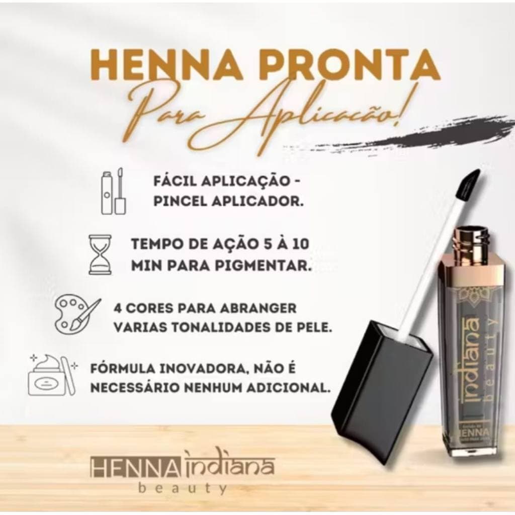 Henna Pronta Sobrancelhas Castanho Claro Indiana Beauty 4g Designer