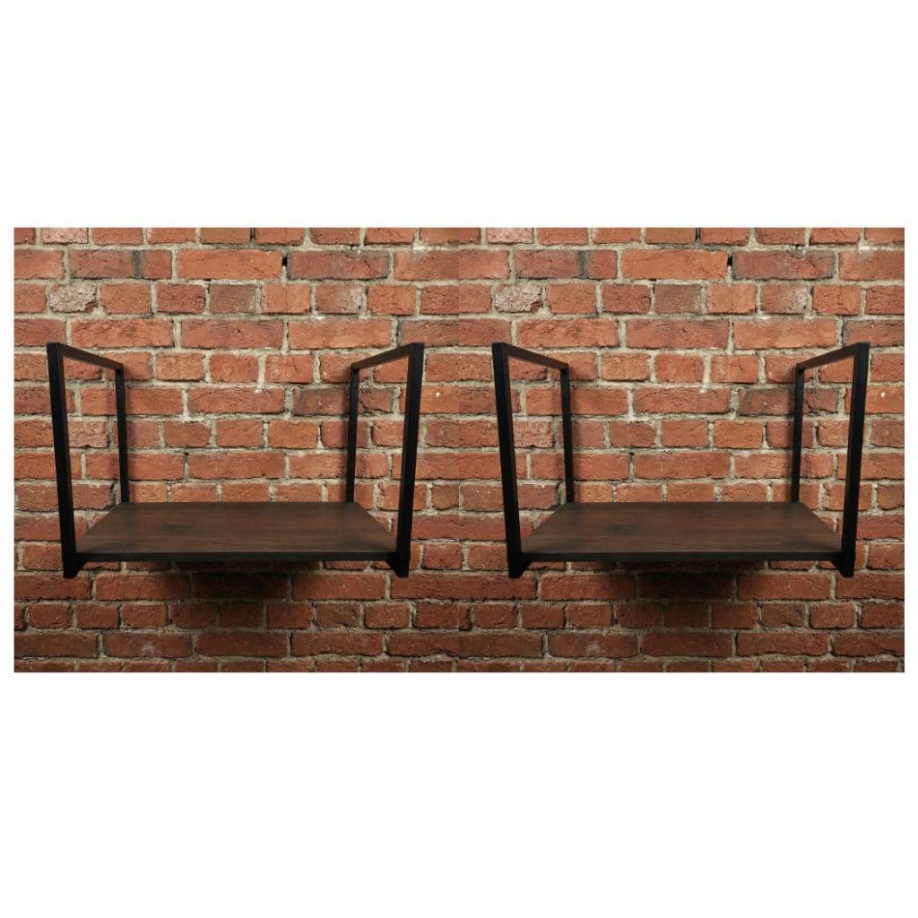 Kit 2 Nicho Suporte para Prateleira Industrial Teto e Parede 32,7x29cm com Prateleira MDF 54cm